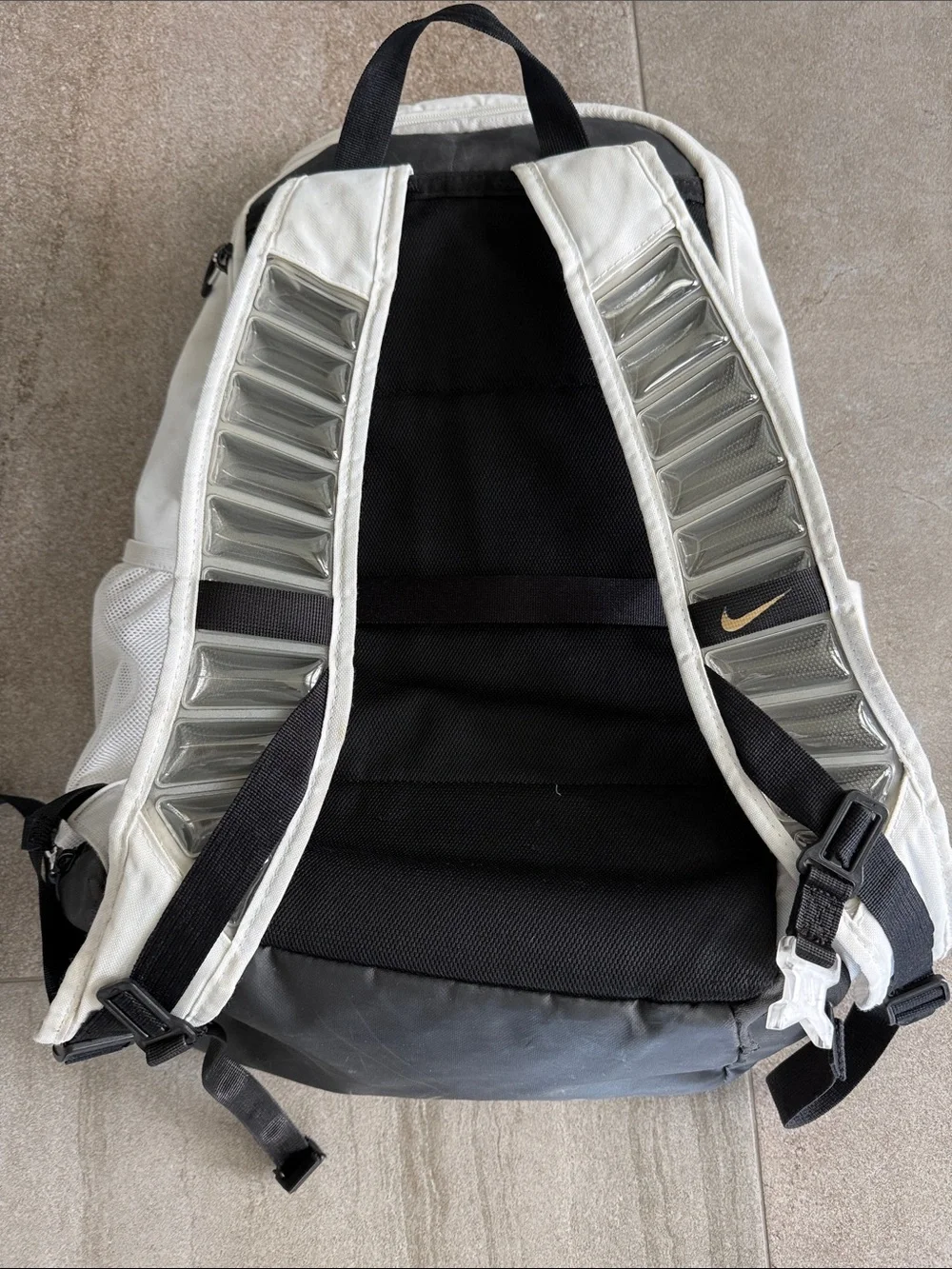 Nike Elite White and Black Men's Backpack with Gold Swoosh